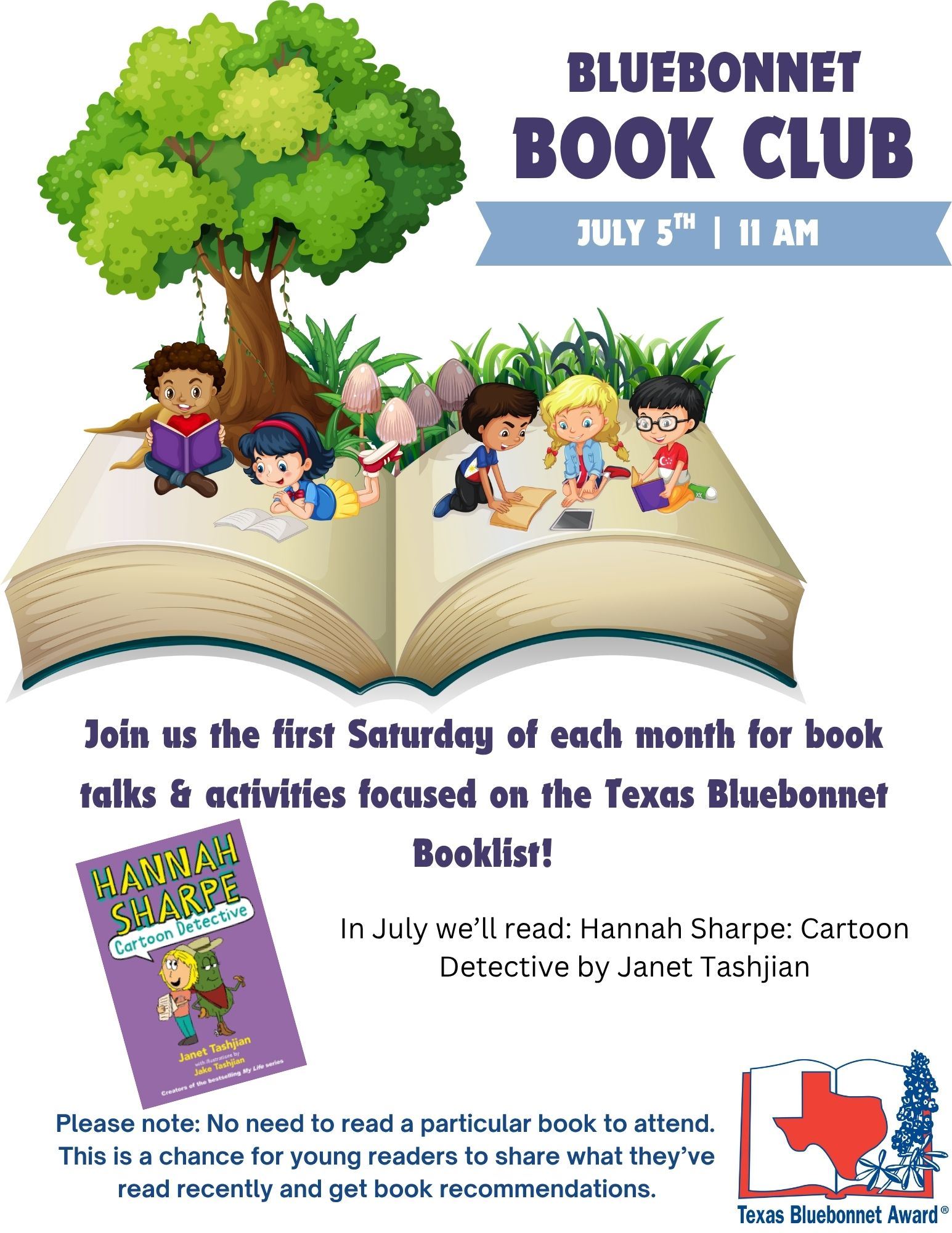 Bluebonnet Book Club Flyer July