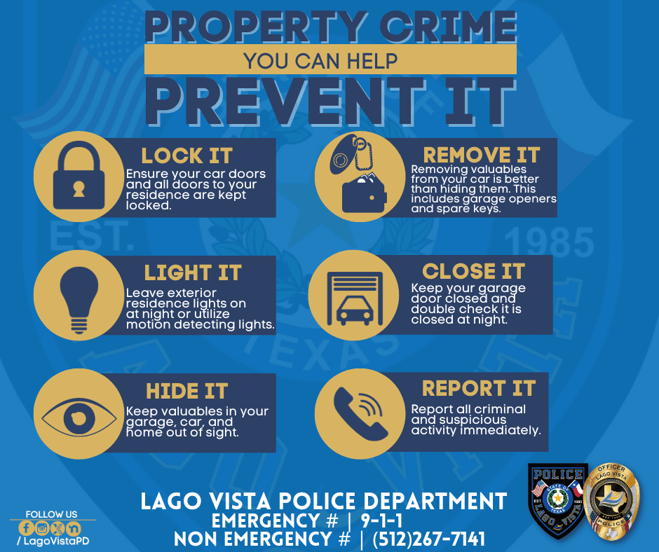 A picture of property crime prevention tips